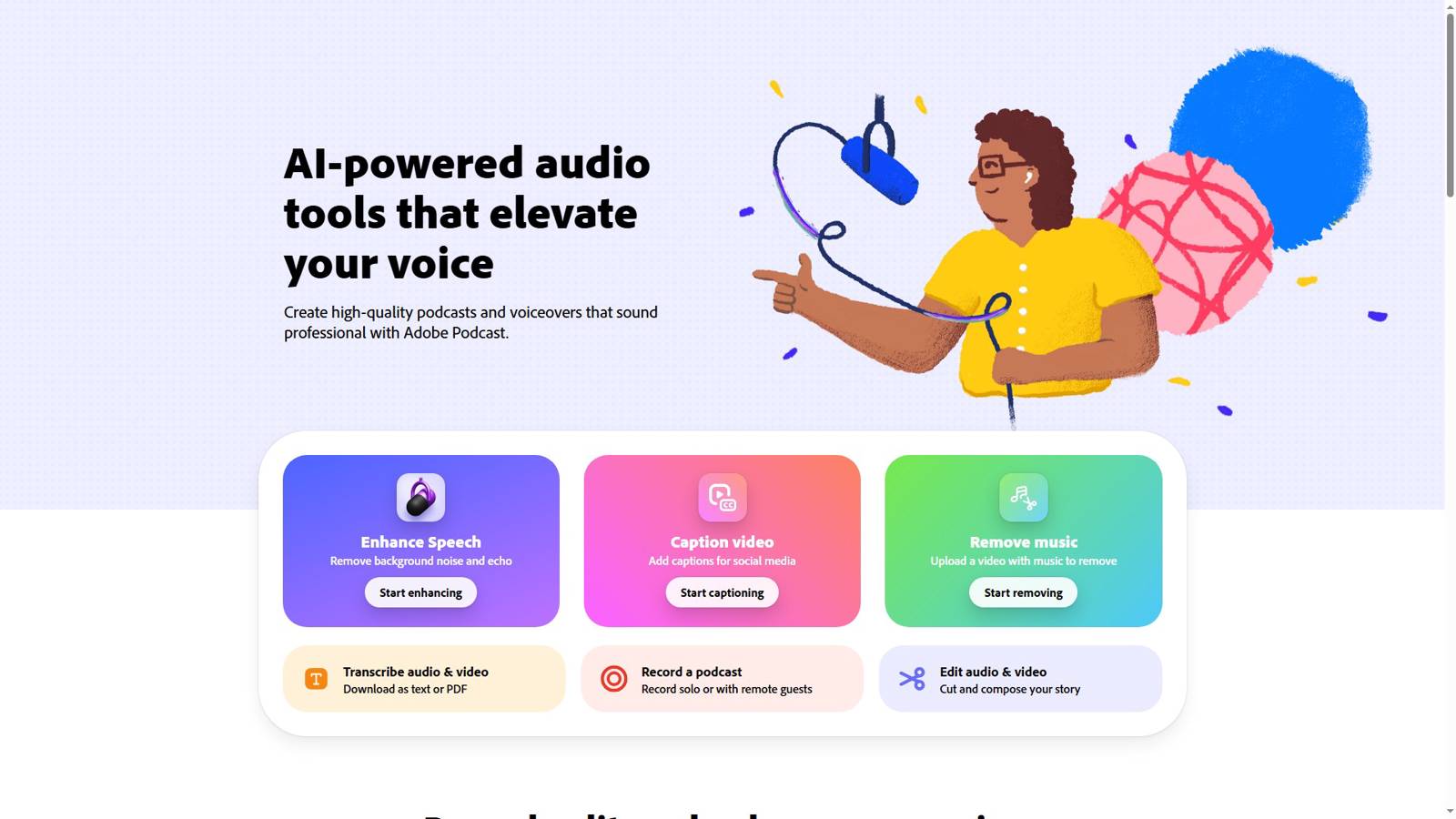 Adobe Podcast 界面预览