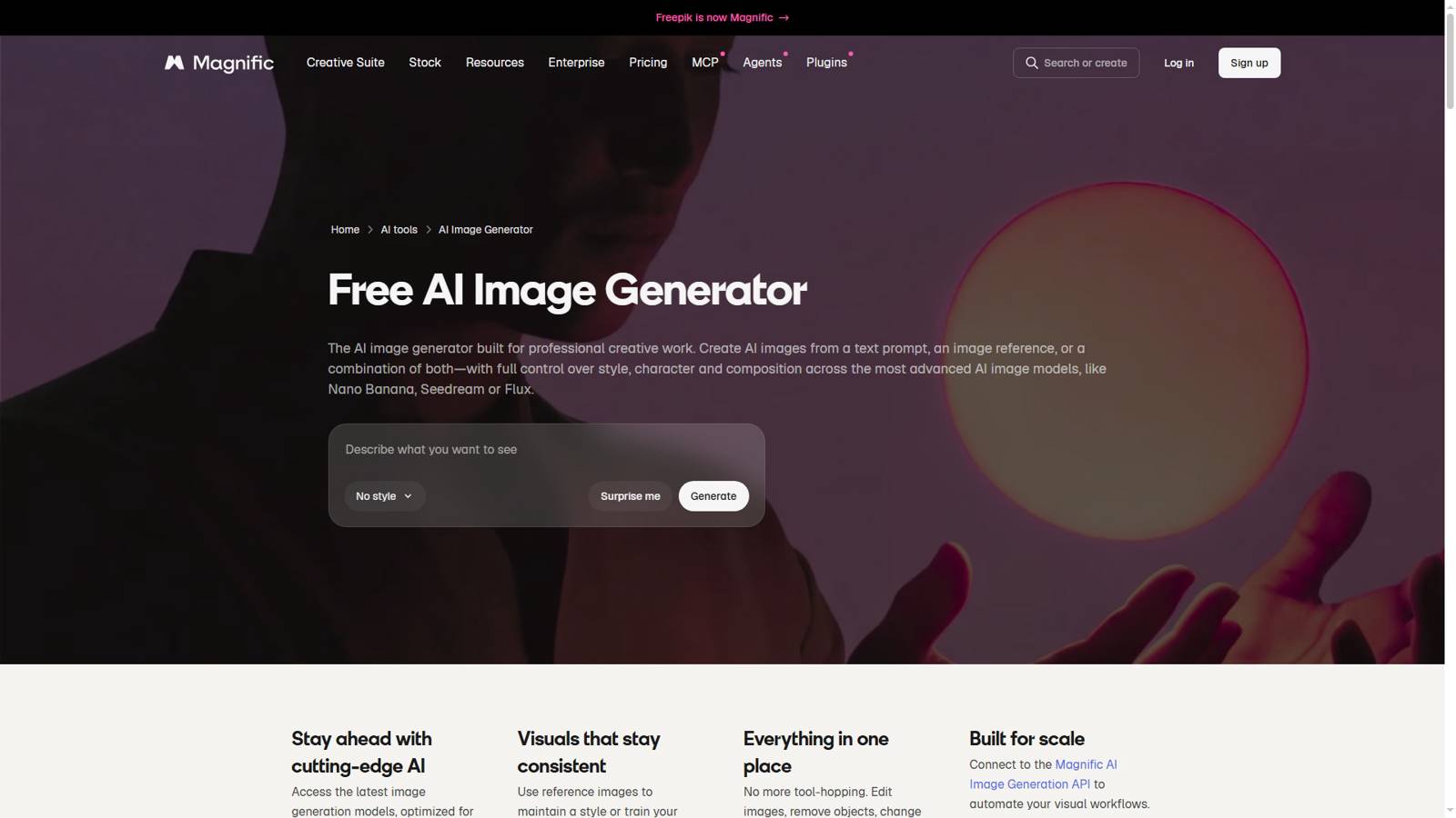 Freepik AI Image Generator 界面预览