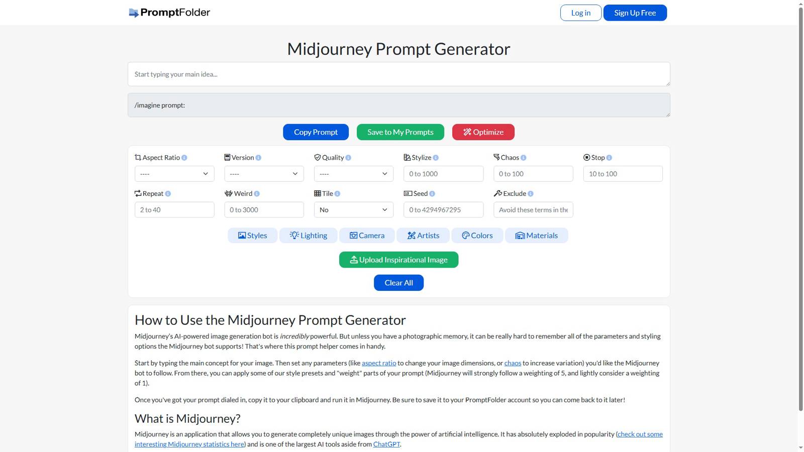MJ Prompt Tool 界面预览