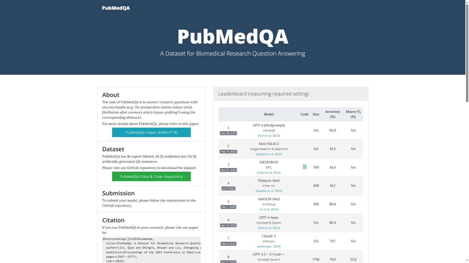 PubMedQA 界面预览