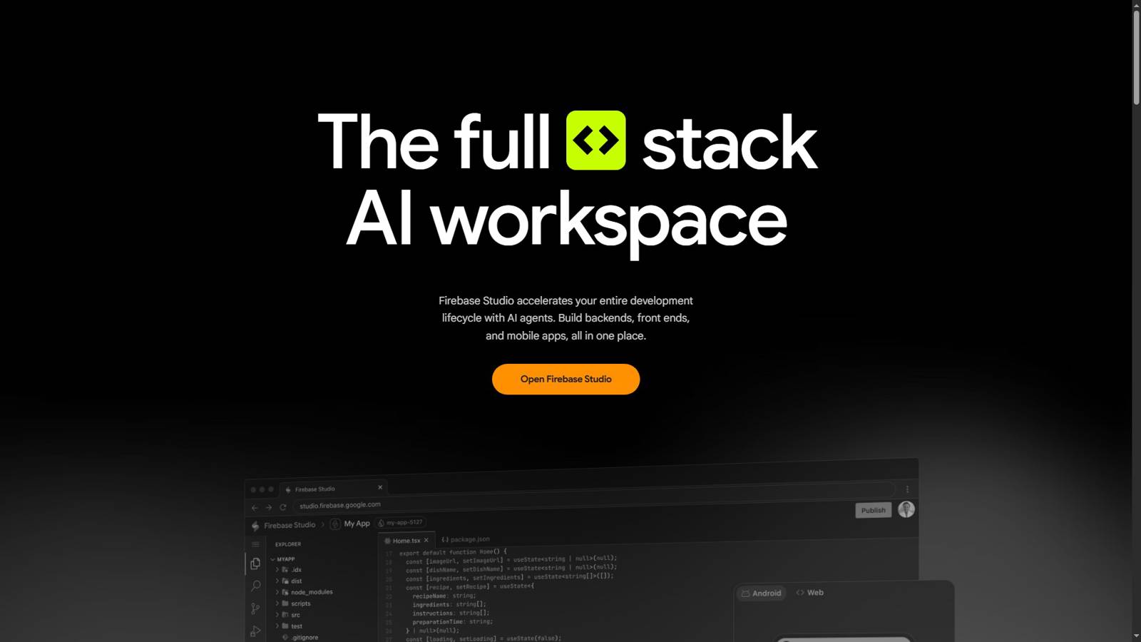 Firebase Studio 界面预览
