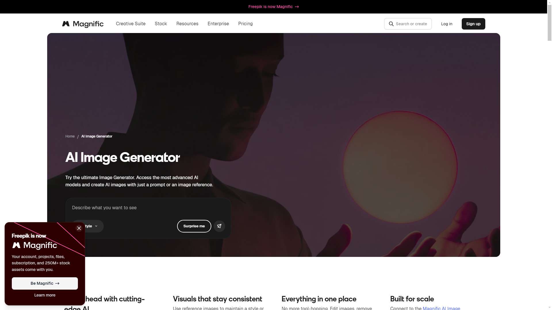 Freepik AI Image Generator 界面预览