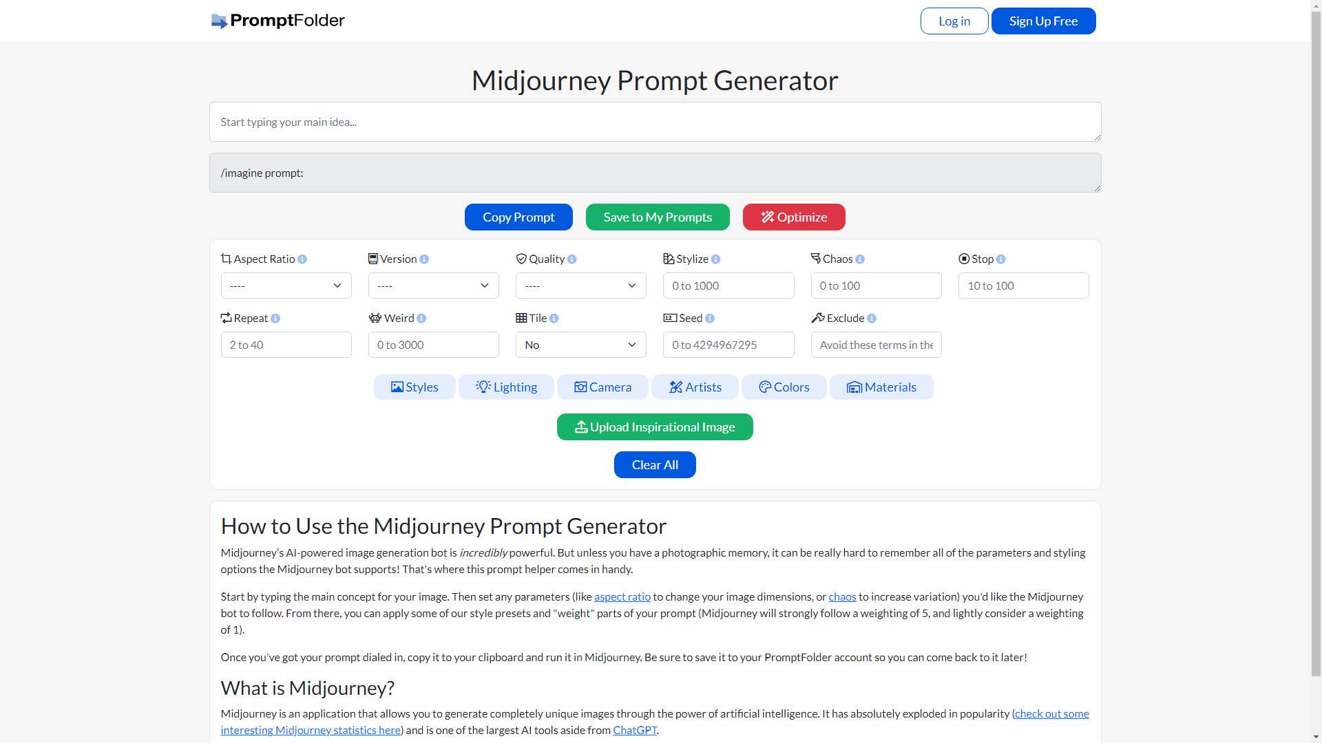 MJ Prompt Tool 界面预览