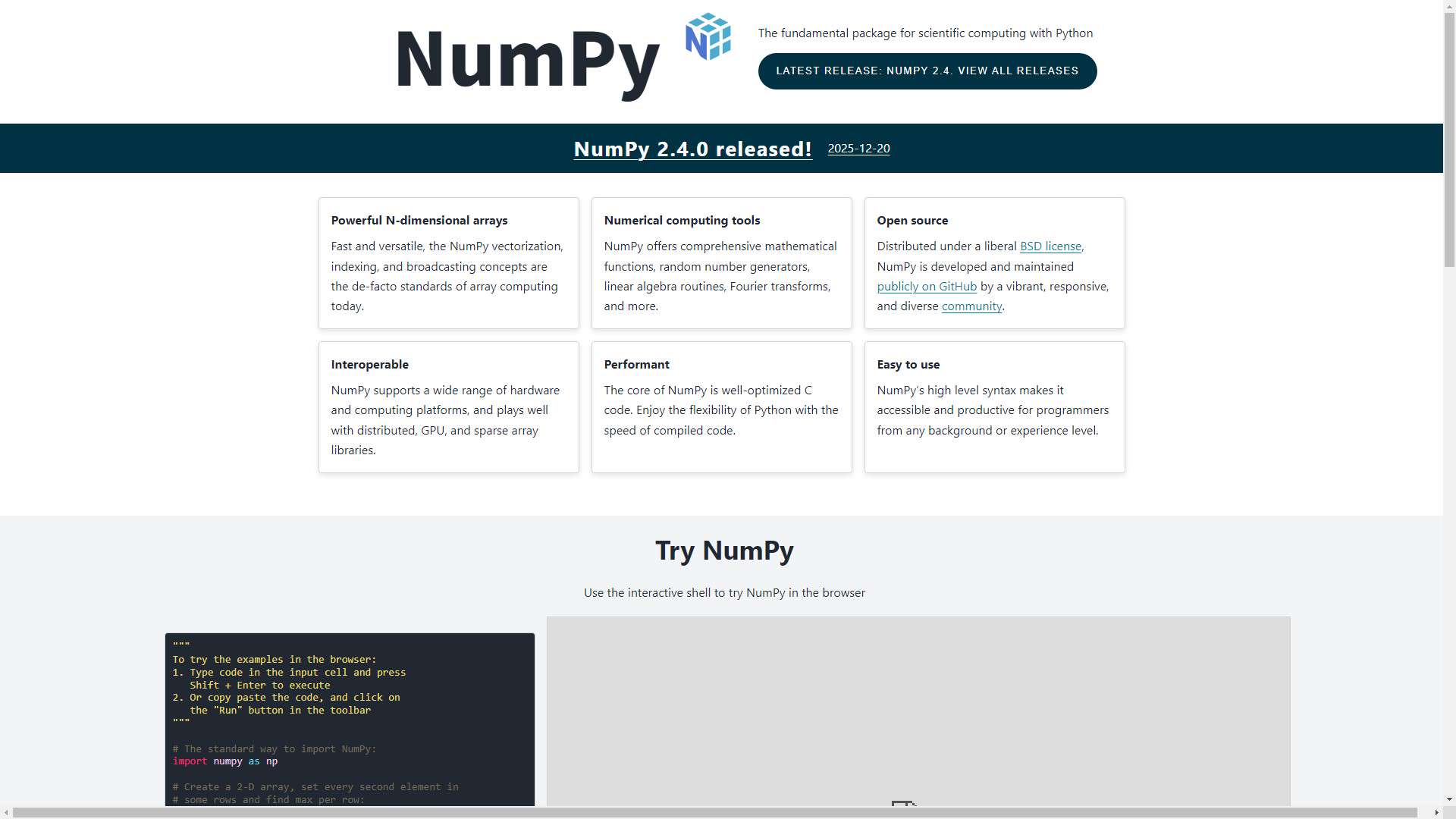 NumPy 界面预览