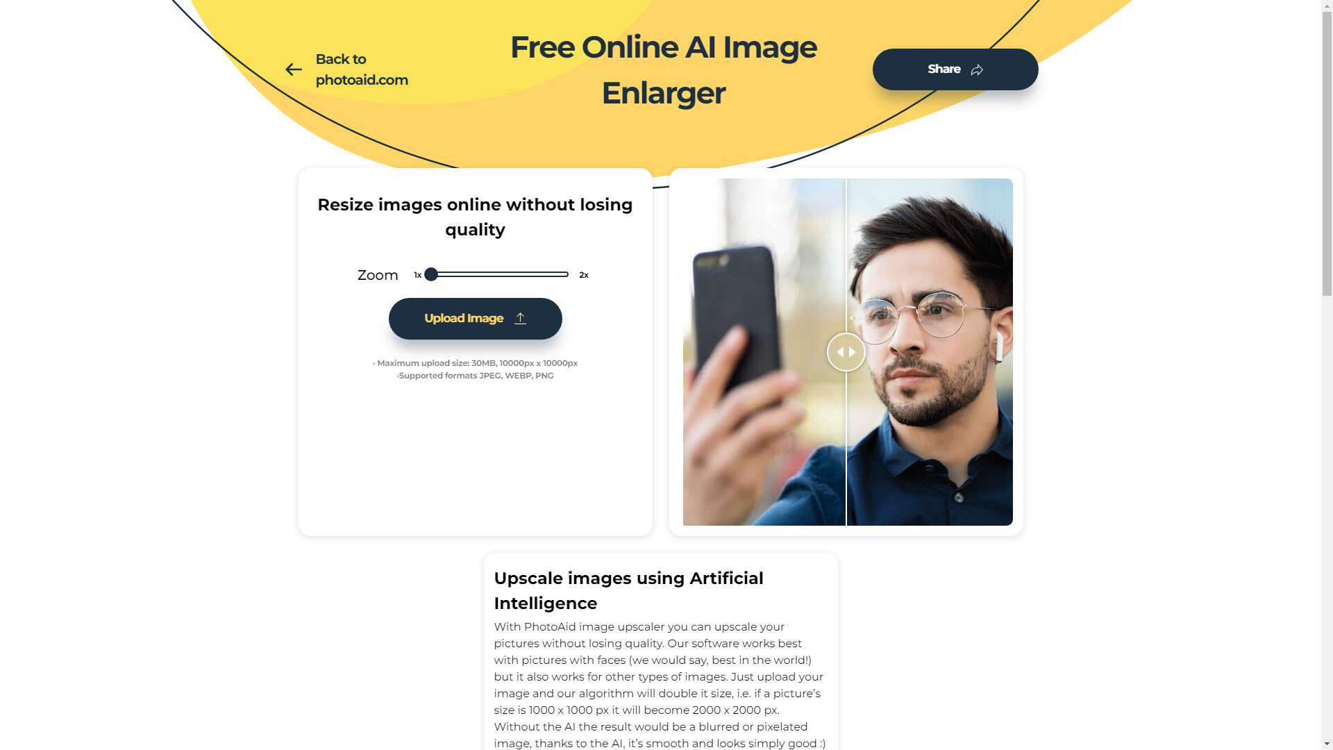 PhotoAid Image Upscaler 界面预览