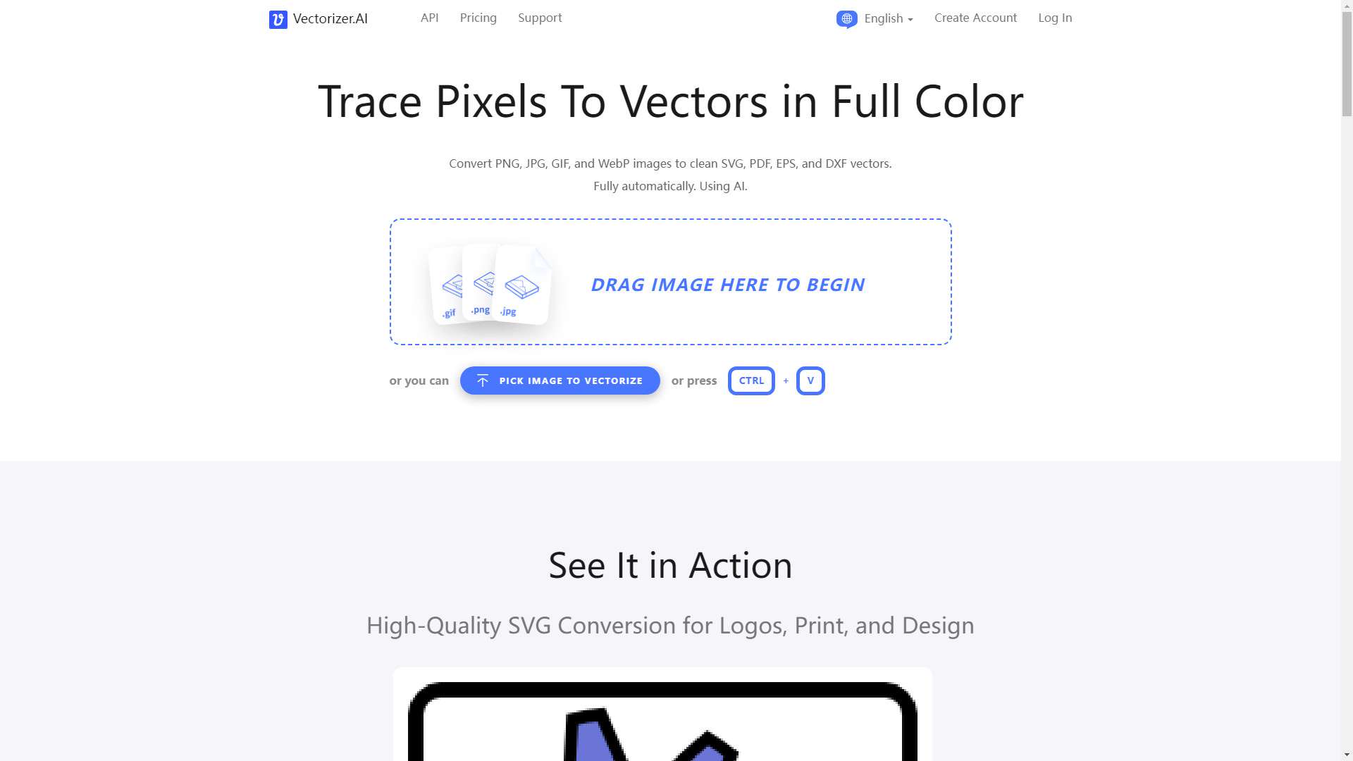 Vectorizer.AI 界面预览
