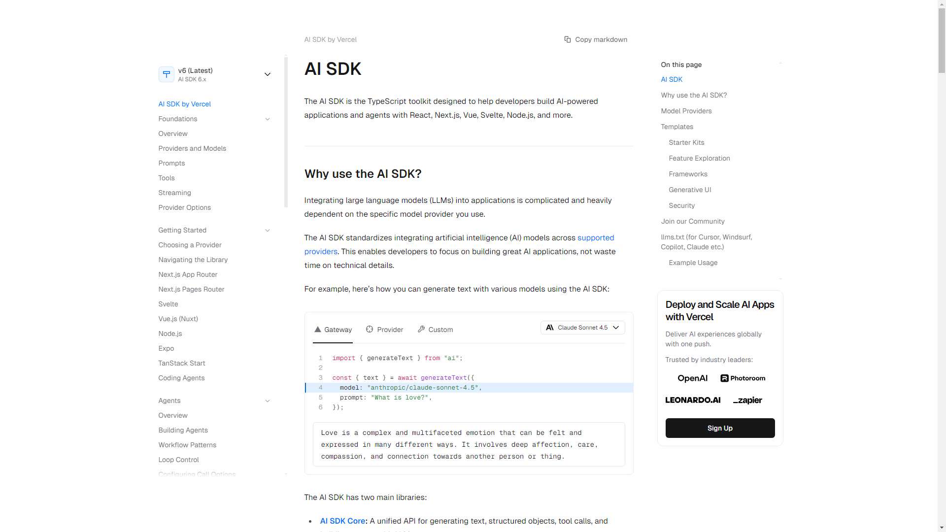 Vercel AI SDK 界面预览